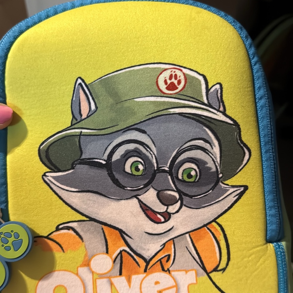 Yellow and Blue Raccoon Character Backpack